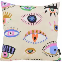 Gek op kussens! Colorful eyes creme | 45 x 45 cm | kussenhoes | katoen/polyester