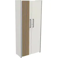 Kerkmann Luxe Kantoorkast Oxford - Akoestische Lattenwand Eiken - Wit - 183cm