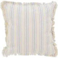 NOVÉE Sierkussen yuna stripe blauw | 45 x 45 cm | katoen/linnen
