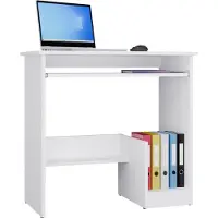 Top E Shop Compact bureau ROSA met uittrekbare toetsenbordlade - Functioneel design | Kleur: Mat wit
