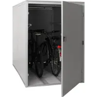 Mendler 2-fietsenstalling -L56c, fietsenstalling met opbergruimte, afsluitbaar metaal 160x113x209cm ~ lichtgrijs