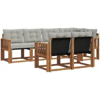 vidaXL Buiten bank set 7 st Naturel en lichtgrijs