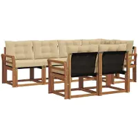 vidaXL Buiten bank set 7 st Natuurlijk en Beige
