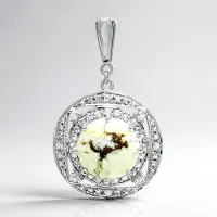 Cavill - Zilveren hanger - 925 Sterling Zilver - 8,64 ct Braziliaanse Magnesiet Cabochon & 1,07 ct Witte Topaas - Elegante Moderne Sieraden