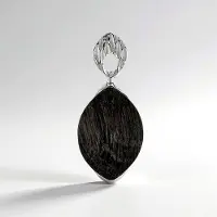 Cavill - Zilveren Hanger 925 Sterling met Veeneik en 2,16 ct Marquise Cabochon - Handgemaakt Modern Houten Sieraad - Asymmetrisch Elegant 27x12 mm