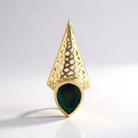 Cavill - Hanger 9K Geelgoud met 0,361 ct Peervormige Mezezo Opaal uit Ethiopië - Modern Geometrisch Filigraan Design - Luxe Gouden Sieraad 19x9 mm