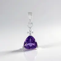 Cavill - Zilveren Hanger 925 Sterling Zilver Geplatineerd - Amethist 1 4 ct Triljant Geslepen - Cambodjaanse Zirkonia - Elegante Edelsteen Sieraden