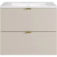 Vente-unique Zwevend badkamermeubel met inbouwwastafel - Beige - 60 cm - LAVENA