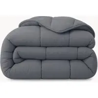 HappyBed Dekbed zonder overtrek 140x200 - Bedrukt dekbed zonder hoes - Hoesloos Dekbed met Print - Wasbaar All year Eenpersoonsdekbed - Antracite