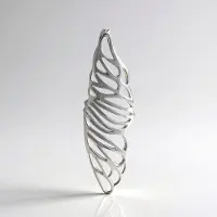 Cavill - Zilveren hanger - 925 Sterling zilver met platina coating - Modern asymmetrisch vleugel design - Filigraan minimalistisch