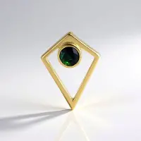 Cavill - Zilveren Hanger 925 Sterling Zilver met Gouden Plating - 0,26 ct Mezezo Opaal Rond 5mm - Modern Geometrisch Design