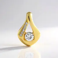 Cavill - Zilveren Hanger Verguld - 925 Sterling Zilver met 1 134 ct Cambodjaanse Briljant Geslepen Zirkoon - Elegante Dameshanger 23x15 mm