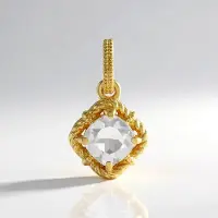 Cavill - Elegante Zilveren Hanger - 925 Sterling Zilver Verguld - 0,965 ct Witte Topaas Antiek Cushion Cut - Vierkant Tijdloos Design - 17x10 mm