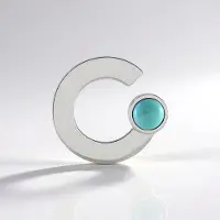 Cavill - Zilveren Hanger met 1,195 ct Turkoois - 925 Sterling Zilver Geplatineerd - Ronde 7 mm Cabochon - Modern Design