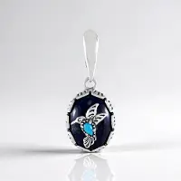 Cavill - Zilveren Hanger - 925 Sterling Zilver - Sodaliet 11 1 ct Ovaal & Sleeping Beauty Turkoois 0 18 ct - Filigraan Kolibrie Design Elegant