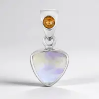 Cavill - Zilveren Hanger - 925 Sterling Zilver Geplatineerd - Ametrien 4,2 ct Triljant Cabochon & Citrien 0,25 ct - Elegante Edelsteenhanger