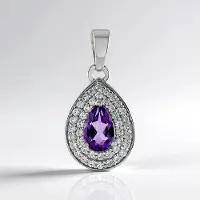 Cavill - 925 Sterling Zilver Geplatineerd Hanger - Uruguay Amethist 0 7 ct - 42 Cambodja Zirkonen 0 603 ct - Paars Elegant