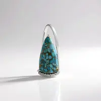 Cavill - Zilveren Hanger 925 Sterling Zilver Geplatineerd - 8 9 ct Blauwe Mohave Koper Turkoois - 8 Tanzania Zirkonia - Elegant