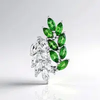 Cavill - Zilveren Hanger met Groene Apatieten en Witte Topazen - 925 Sterling Zilver Geplatineerd - 2 123 Ct Marquise Bloem Motief Elegant Sieraad