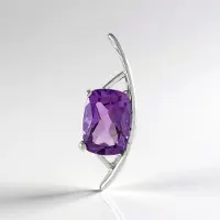 Cavill - Zilveren Hanger 925 Sterling Zilver Geplatineerd - Uruguay Amethist 0,722 ct Antiek Briljant Slijpsel - Paarse Edelsteen - Luxe Sieraad Dames