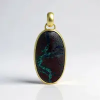 Cavill - Zilveren Hanger Verguld - 35 ct Ovale Zariniet uit Rusland - 925 Sterling Zilver - Elegante Cabochon Edelsteen - Sieraden