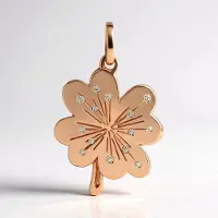 Cavill - Rosé Vergulde Zilveren Hanger - 925 Sterling - 0 106 ct I1 Argyle Rose de France Diamant - Klavertje Geluk