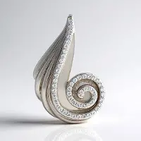 Cavill - Zilveren hanger 925 Sterling platina geplateerd - 52 Cambodjaanse Zirkon 0,563 ct - Modern spiraalvormig dames sieraad