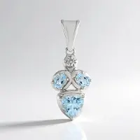 Cavill - 925 Sterling Zilver Hanger - 1,188 ct Hemelblauwe Topaas Trillant en Ovaal - Elegant Design met Zirkonia
