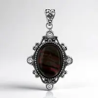 Cavill - Zilveren Hanger - 925 Sterling Zilver - Ovale Parelmoer 20x15 mm en Witte Topaas 0,495 ct - Art of Nature Design - Elegante Sieraden