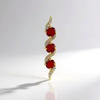 Cavill - Zilveren Hanger Verguld met 3 Ovale Tanzania Robijnen 0.542 ct en Cambodjaanse Zirkonia 925 Sterling Zilver - Elegant - Rood