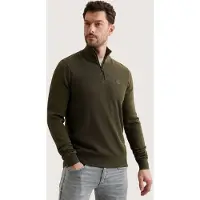 PME Legend Trui 'Pullover in cotton/modal with half-zip' donkergroen