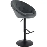 CLP London Barkruk - met rugleuning - draaibaar - verstelbaar - metalen frame - velvet - fluweel - zwart/donkergrijs