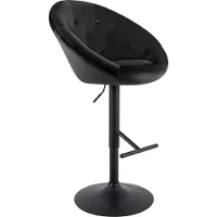 CLP London Barkruk - met rugleuning - draaibaar - verstelbaar - metalen frame - velvet - fluweel - zwart/zwart