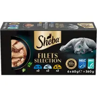 Sheba Filets Selection witvis, kip-tonijn, gevogelte-zalm natvoer kat multipack (kuipjes 60 g) 6 x (36 x 60 g)
