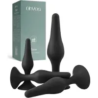 Ohyes Buttplug Set - 4 delige Siliconen Buttplugs Set voor Mannen en Vrouwen - Anal Plug Zwart Siliconen