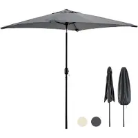 Tristar Stokparasol - Vierkant - 200x200cm - Balkon & Tuin - Kantelbaar - Incl. Beschermhoes - PA-7901 - Donkergrijs
