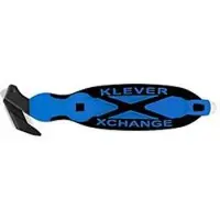 Klever veiligheidsmes XChange 35, met plakbandkrabber/schraper/hanglus, L 180 x B 38 x H 10 mm, blauw-zwart