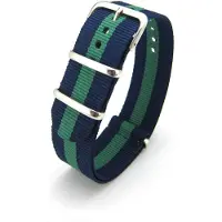 Kaiser Premium Navy Blue Green - Nato strap 24mm - Stripe - Horlogeband Navy Blauw Groen
