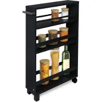 Bomoe Hylla – Keukentrolley op Wieltjes 50x79x15 cm – Serveerwagen Hout met 3 Planken & FSC werkblad – Zwart