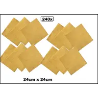 Wefiesta 240x Servetten goud 24cm x 24cm - 3 laags - Cocktail servet diner eten knoeien restaurant BBQ thema feest verjaardag feest