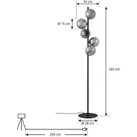 LINDBY Vloerlampe , Orbelia, Zwart, Woonkamer, Glas, Modern