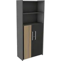 Kerkmann Luxe Kantoorkast Oxford Half-open - Akoestische Lattenwand Eiken - Antraciet - 183cm