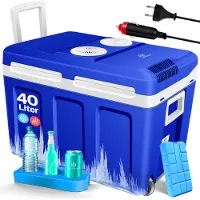 Kesser 40L Thermo Elektrische Koelbox met wielen | voor warm houden en koelen | Coolbox | 12 volt en 230 volt| minikoelkast | thermobox voor auto| boot en camping | met ECO-modus - 40L, Blauw