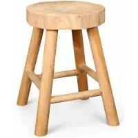 WDMT Houten Kruk Handgemaakt – Ø26 x 40 cm – Massief Hout – Bijzettafel / Kruk – Rond Zitmeubel – Ronde Bijzettafel of Zitkruk – Decoratieve Kruk – Handgemaakte Houten Kruk – Bruin