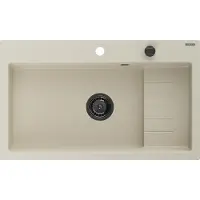 Mexen Omar granieten spoelbak 1-komorige 800 x 480 , beige, zwarte sifon - 6520801005-69-B