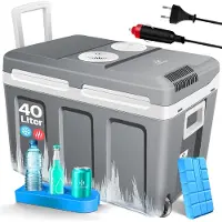 Kesser 40L Thermo Elektrische Koelbox met wielen | voor warm houden en koelen | Coolbox | 12 volt en 230 volt| minikoelkast | thermobox voor auto| boot en camping | met ECO-modus - 40L, Grijs