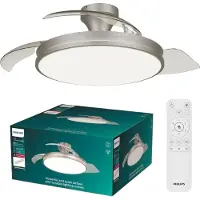 Philips Atlas Plafondventilator met ingebouwde LED-lamp - 3 Intrekbare bladen, diameter: 106cm - 4500 Lumen - Instelbaar wit licht van 2700K tot 6500K - Dimbaar tot 5% - Afstandsbediening - Nikkel