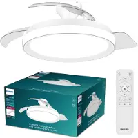 Philips LED plafondventilator Bliss, wit, gelijkstroom, stil dimbaar, wit / opaal, Woon-/ Eetkamer, metaal, Modern