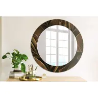 Coloray Bedrukte Spiegel - Bruine bananenbladeren Wandspiegel Decoratieve Print - 60 cm - Bruin Bedrukte Spiegel - Wandspiegel Decoratieve Print - Bedrukte Spiegel - Spiegel Met Bedrukte Lijst