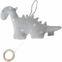 Sevira Kids - Muzikale dinosaurusknuffel van katoen - Grijs